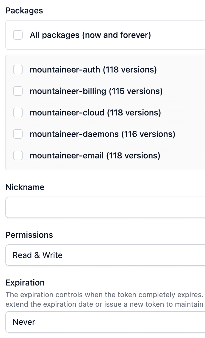 Fine-grained permissions screenshot